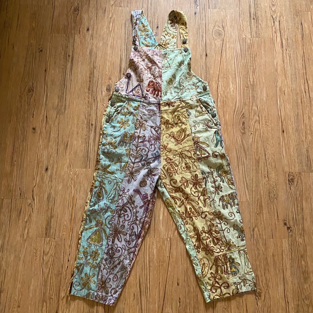 90s Sacred Threads Embroidered Jumpsuit Overalls